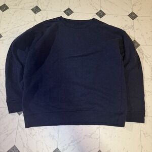 Hanes Blank Navy Blue Crewneck Sweatshirt Pullover Women's Large